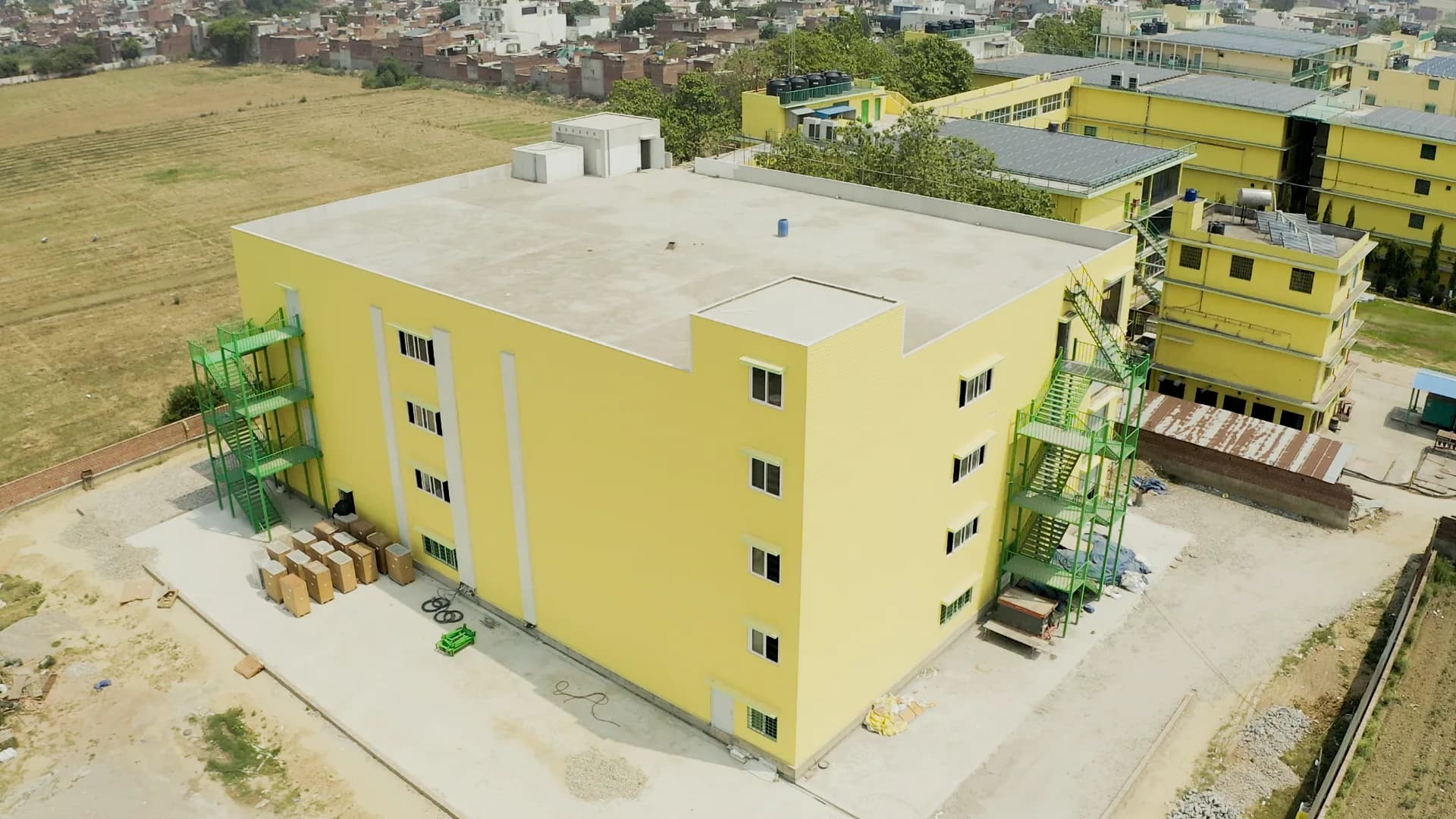 Commercial development under construction with structural and MEP works in progress
